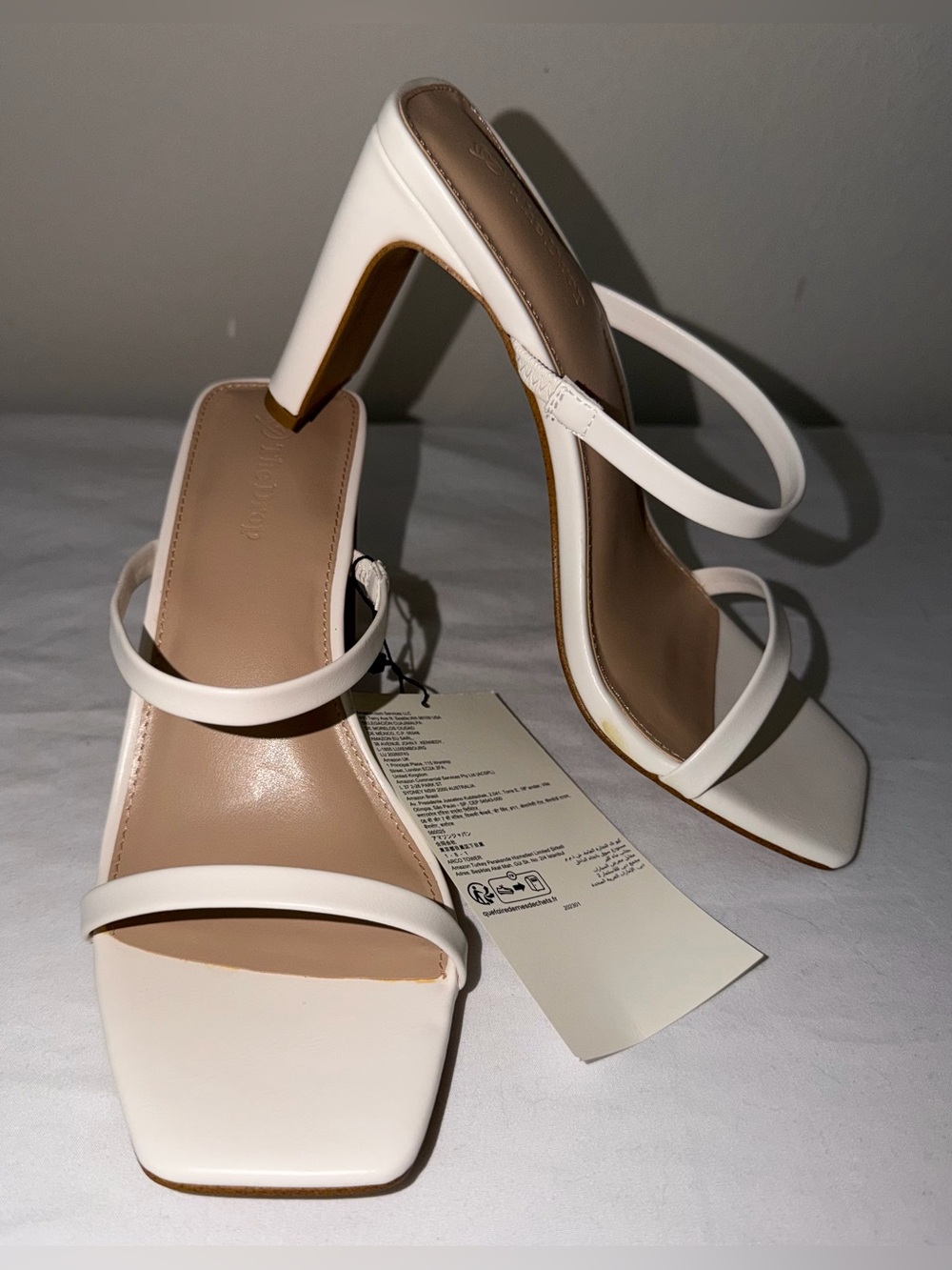 The Drop Avery White Block Heel Sandals Size 8.5
